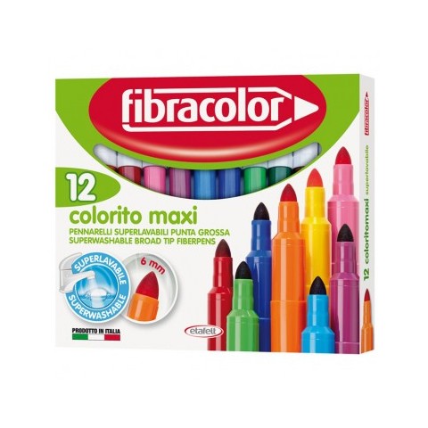 FibraColor Colorito Maxi Σχολικοί Μαρκαδόροι Χονδροί 12 Χρωμάτα (Washable)