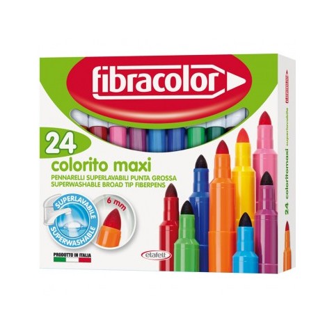 FibraColor Colorito Maxi Σχολικοί Μαρκαδόροι Χονδροί 24 Χρωμάτα (Washable)