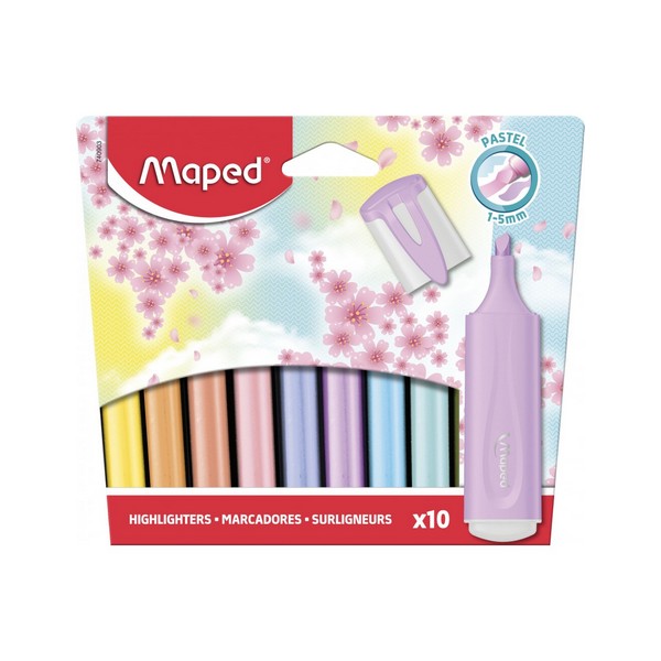 Maped Fluo Peps Classic και Pastel Υπογραμμιστής σε Blister 10 Χρώματα (740903)