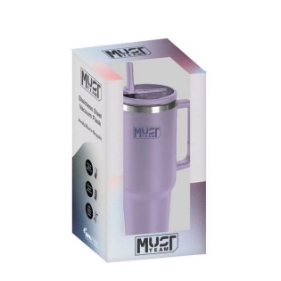 Ποτήρι Θερμός Must Ανοξείδωτο 1200ml με Καλαμάκι Λιλά (586644)