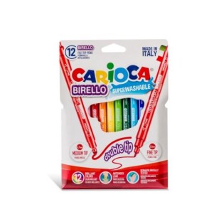 Carioca Birello Μαρκαδόροι Ζωγραφικής με Διπλή Μύτη 12 Χρώματα (Πλένομενοι)