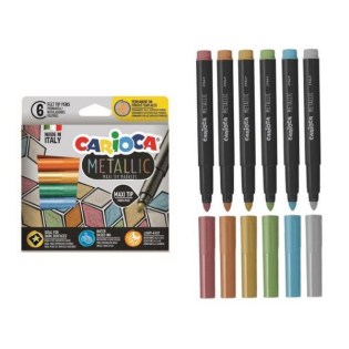 Carioca Metallic Μαρκαδόροι Ζωγραφικής 6 Χρώματα Maxi Tip (Πλενόμενοι) (43161)