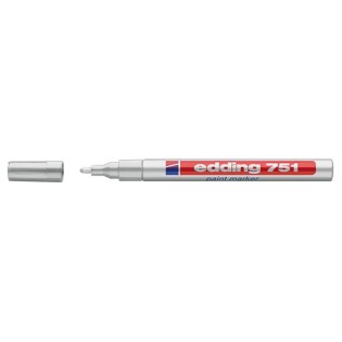 Edding 751 Ανεξίτηλος Μαρκαδόρος Στρογγυλή Μύτη 1-2mm Ασημί (01.751-054)