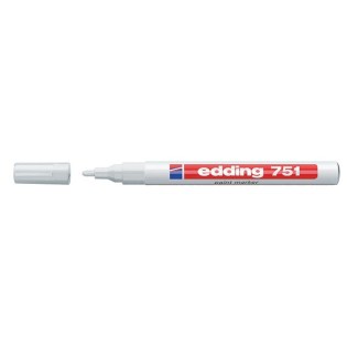 Edding 751 Ανεξίτηλος Μαρκαδόρος Στρογγυλή Μύτη 1-2mm Λεύκο (01.751-049)