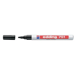 Edding 751 Ανεξίτηλος Μαρκαδόρος Στρογγυλή Μύτη 1-2mm Μαύρο (01.751-001)