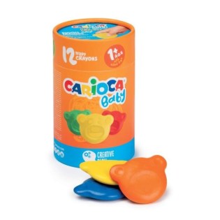 Κηρομπογιές Δακτύλων Carioca Baby Teddy Ηλικίας 1+ με 12 Χρώματα (42957)