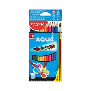 Ξυλομπογίες Ακουαρέλλας Maped Aqua Color Peps 12 Χρώματα με Πινέλο (836011)
