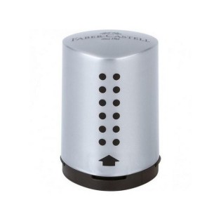 Ξύστρα Faber Castell Mini Grip 2001 Μονή Βαρελάκι Ασημί (183700)