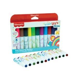Μαρκαδόροι Round Tip Fisher Price Ηλικίας 2+ με 12 Χρώματα (321-00006)