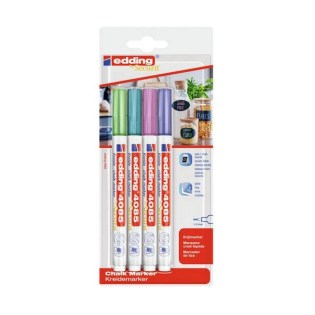 Μαρκαδόρος Κιμωλίας Edding 4085 Chalk Maker 1-2mm Blister 4pcs Metallic Colors (4085-4BL-Metallic)