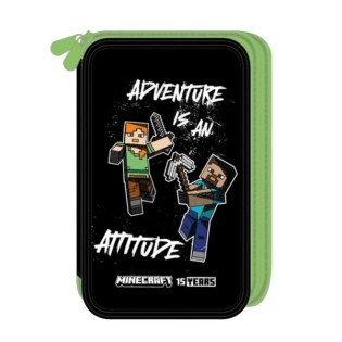 Minecraft Green Κασετίνα Διπλή Γεμάτη Graffiti (248331)