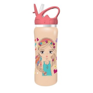Παγούρι Must Be Happy Ανοξείδωτο 500ml με Καλαμάκι (585698)