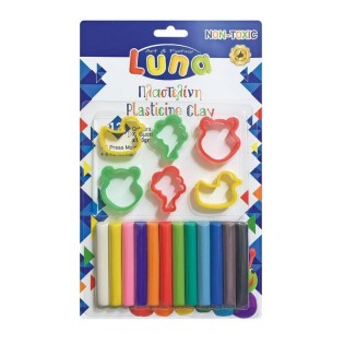Πλαστελίνη 12 Χρώματα με 6 Καλούπια 180gr Luna Must (620552)