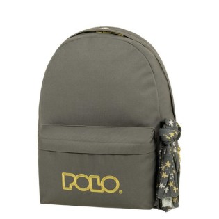 POLO με Μαντήλι Σχολική Τσάντα Original Κλασική Γκρί-Χρυσό (901-135-2276) 2025