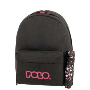 POLO με Μαντήλι Σχολική Τσάντα Original Κλασική Μαύρο-Φούξια (901-135-2044) 2025