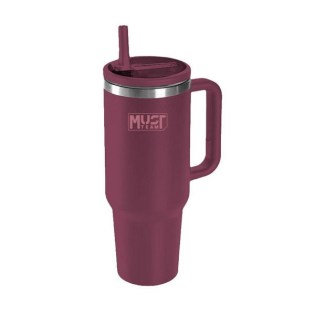 Ποτήρι Θερμός Must Ανοξείδωτο 1200ml με Καλαμάκι Μπορντώ (586643)