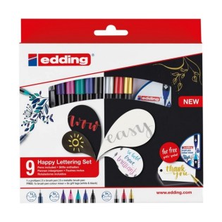 Σετ Happy Lettering  Edding (8 Μαρκαδόροι Brushpen & 1 Edding 1800 Μαρκαδόρος Σχεδίου 0.7mm (1340-9S2))