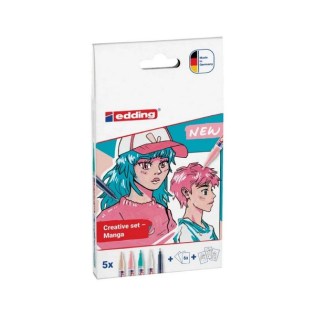 Σετ Manga Edding (4 Ακρυλικοί Μαρκαδόροι 1-2mm & 1 Edding 1800 Μαρκαδόρο Σχεδίου 0.7mm (5300-1800-5-1))