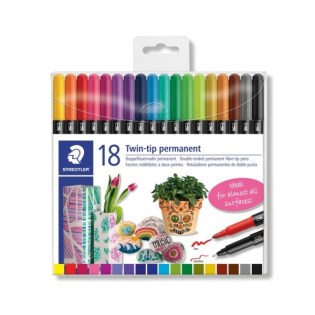 Staedtler Μαρκαδόροι Ζωγραφικής Ανεξίτηλοι 18 Χρώματα  με Διπλή Μύτη (STAE3187TB18)