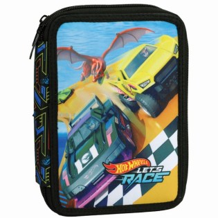 Σχολική Κασετίνα Δημοτικού Hot Wheels Lets Race Gim Γεμάτη με 2 Θήκες (349-30100)
