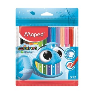 Maped Color Peps Ocean Μαρκαδόροι Λεπτή Μύτη 12 Χρώματα Washable (845720)