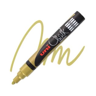 Uni Posca Μαρκαδόρος Υγρής Κιμωλίας 1-8-2.5mm Medium Gold (UNIPOS-PWE-5M-GO)