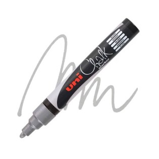 Uni Posca Μαρκαδόρος Υγρής Κιμωλίας 1-8-2.5mm Medium Silver (UNIPOS-PWE-5M-SL)