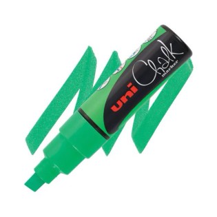 Uni Posca Μαρκαδόρος Υγρής Κιμωλίας 8mm Fluo Green (UNIPOS-PWE-8Κ-FLGR)