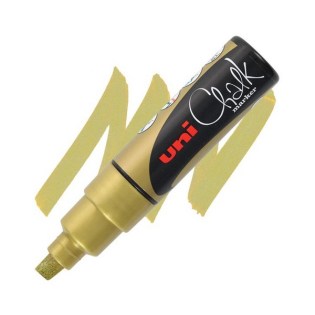 Uni Posca Μαρκαδόρος Υγρής Κιμωλίας 8mm Gold (UNIPOS-PWE-8Κ-GO)