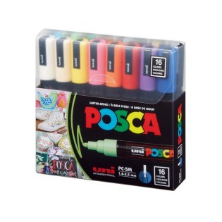 Uni Posca Σετ 16 Μαρκαδόροι Ζωγραφικής PC-5M (UNIPOS-PC-5M-16P)