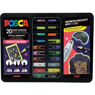 Uni Posca Σετ 20 Μαρκαδοροι Σε Μεταλλικη Κασετινα - Groovy Colours (unipos-pcmetalgroovy20)