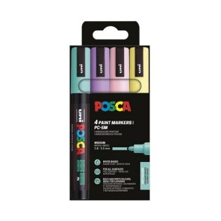 Uni Posca Σετ 4 Μαρκαδόροι Ζωγραφικής PC-5M Soft Colours (UNIPOS-PC-5M-4PSSC)