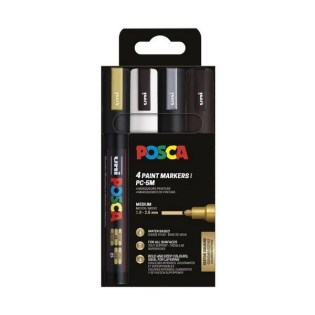 Uni Posca Σετ 4 Μαρκαδόροι Ζωγραφικής PC-5M Festive Colours (UNIPOS-PC-5M-4PSFC)
