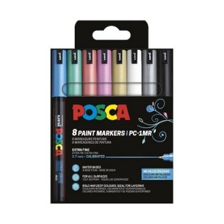 Uni Posca Σετ 8 Μαρκαδόροι Ζωγραφικής PC-1MR 0.7mm Metallic Colours (UNIPOS-PC-1MR-8PSMC)