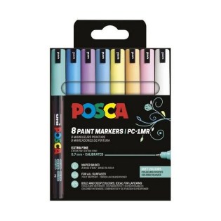 Uni Posca Σετ 8 Μαρκαδόροι Ζωγραφικής PC-1MR 0.7mm Soft Colours (UNIPOS-PC-1MR-8PSSC)