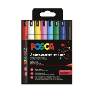 Uni Posca Σετ 8 Μαρκαδόροι Ζωγραφικής PC-1MR 0.7mm Standard Colours (UNIPOS-PC-1MR-8PSBC)