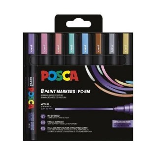Uni Posca Σετ 8 Μαρκαδόροι Ζωγραφικής PC-5M Metallic Colours (UNIPOS-PC-5M-8PSMC)