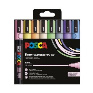 Uni Posca Σετ 8 Μαρκαδόροι Ζωγραφικής PC-5M Pastel Colours (UNIPOS-PC-5M-8PSPC)