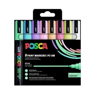 Uni Posca Σετ 8 Μαρκαδόροι Ζωγραφικής PC-5M Soft Colours (UNIPOS-PC-5M-8PSSC)