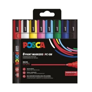 Uni Posca Σετ 8 Μαρκαδόροι Ζωγραφικής PC-5M Standard Colours (UNIPOS-PC-5M-8PSBC)