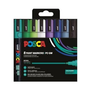 Uni Posca Σετ 8 Μαρκαδόροι Ζωγραφικής PC-5M Cool Colours (UNIPOS-PC-5M-8PSBC)
