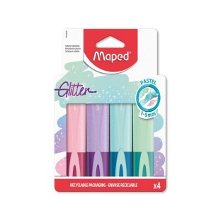 Maped Fluo Peps Pastel Glitter Υπογραμμιστής σε Blister 4 Χρώματα (742046)