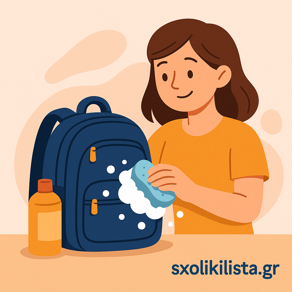 Καθαρισμός σχολικής τσάντας με σφουγγάρι και σαπουνάδα – οδηγός από sxolikilista.gr