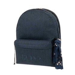 POLO Σχολική Τσάντα Πλάτης Double Scarf Jean Style (901-235-5101) 2023
