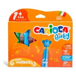 Carioca Baby Jumbo Teddy Μαρκαδόροι Ζωγραφικής Χονδροί Νηπίου 6 Χρώματα (Πλένομενοι) (42815)