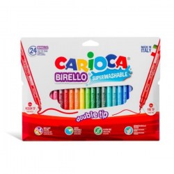 Carioca Birello Μαρκαδόροι Ζωγραφικής με Διπλή Μύτη 24 Χρώματα (Πλένομενοι)