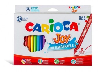 Carioca Super Joy Μαρκαδόροι Ζωγραφικής Λεπτή Μύτη 24 Χρώματα (Πλενόμενοι)