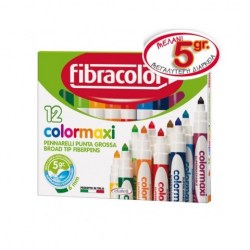 FibraColor Colormaxi Σχολικοί Μαρκαδόροι Χονδροί Νηπίου 12 Χρωμάτα (Washable)  