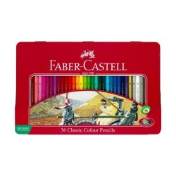 Ξυλομπογιές Faber Castell 36 Xρωμάτων σε Μεταλλική Κασετίνα (115846)