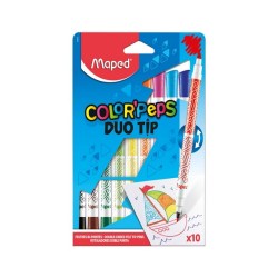 Μαρκαδόροι Maped Color Peps Duo Λεπτή - Χοντρή 10 Χρώματα Washable (849010)